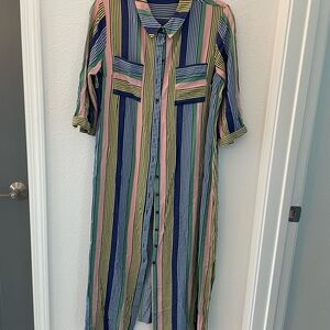Boden Colorful Striped Long Sleeve Dress